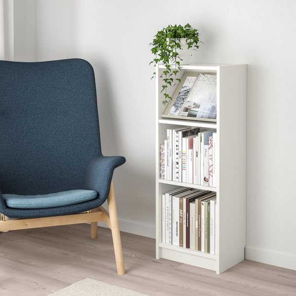 Стеллаж с наклонной полкой, белый, бежевый 40x28x106 см IKEA BILLY БИЛЛИ / BOTTNA БОТТНА 592.771.24 - фото 2