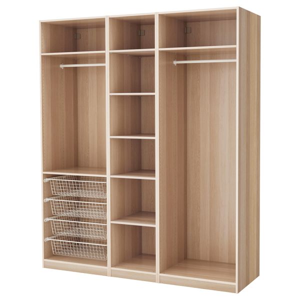 Гардероб ПАКС, под беленый дуб (200x58x236 см) - схема-чертеж с размерами