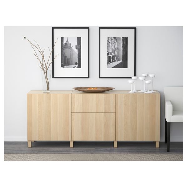 Комбинация для хранения с ящиками БЕСТО, Лаппвикен под беленый дуб (180x40x74 см) - фото 2