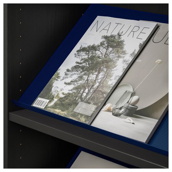 Стеллаж с наклонной полкой БИЛЛИ / БОТТНА, черно-коричневый, синий (80x28x202 см) - фото 3