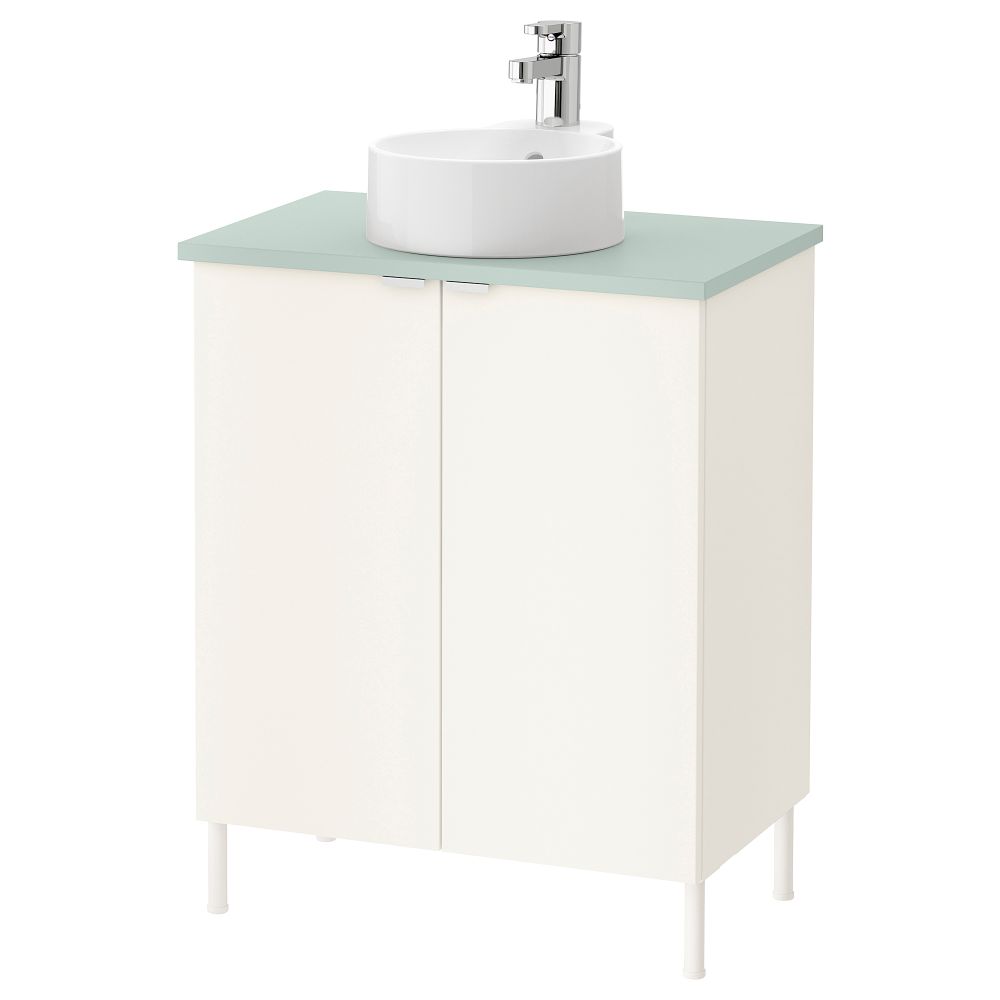 Шкаф под раковину с 2 дверцами ЛИЛЛОНГЕН/ВИСКАН / ГУТВИКЕН, белый, бледно-зеленый (62x40x87 см) - фото 1