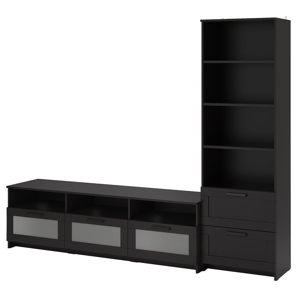 Шкаф для ТВ, комбинация, черный 240x41x190 см IKEA BRIMNES БРИМНЭС 494.772.46 - схема-чертеж с размерами
