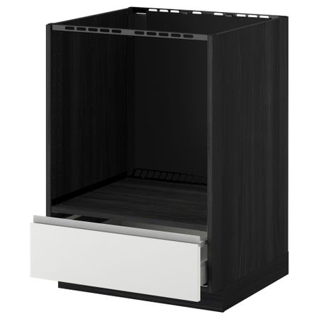 Напольный шкаф для духовки, с ящиком МЕТОД / МАКСИМЕРА, черный, Нодста белый (60x60 см)