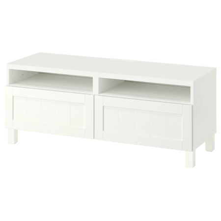 BESTÅ Тумба д/ТВ с ящиками - белый/пипмакаре белый 120x42x48 см