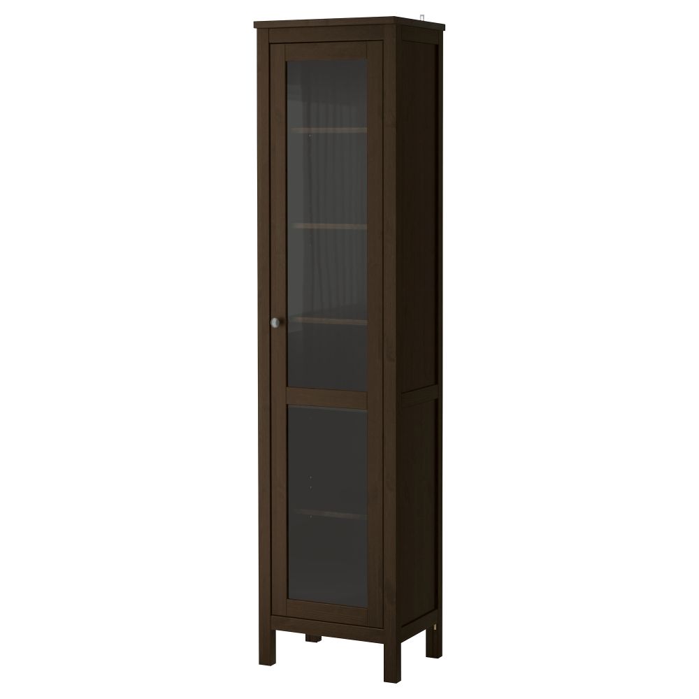 Шкаф-витрина ХЕМНЭС, черно-коричневый (49x197 см) - фото 1