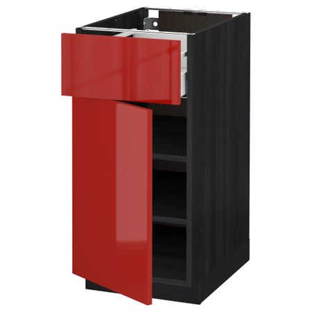 Напольный шкаф с ящиком, дверью МЕТОД / МАКСИМЕРА, черный, Рингульт красный