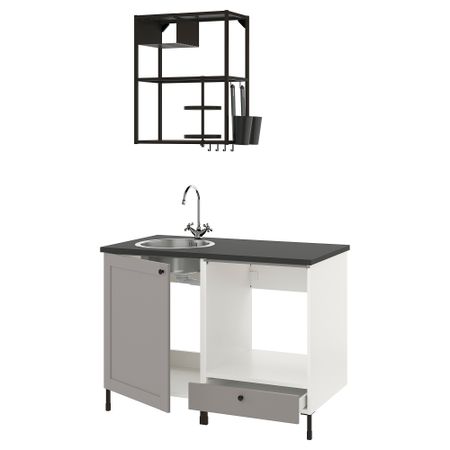 Кухня, 123x63.5x222 см, антрацит/серый каркас IKEA ENHET 793.370.75