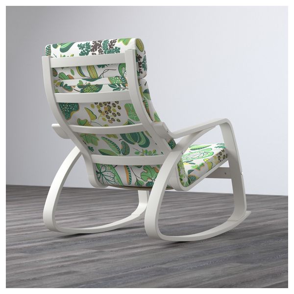 Кресло-качалка ПОЭНГ, белый, Симмарп зеленый - фото 3