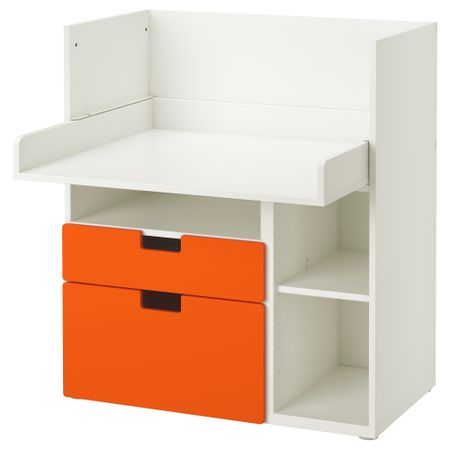 Столик для игр с 2 ящиками СТУВА, белый, оранжевый (90x79x102 см)