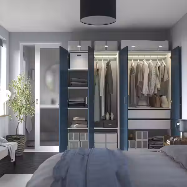 PAX / FYRUDDEN Гардероб, комбинация - белый/синий 200x60x201 см - фото 2