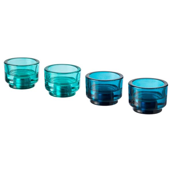 Подсвечник для свечи, греющей свечи, синий, бирюзовый 5 см IKEA ЭДЕЛЬХЕТ 404.529.19 - фото 1