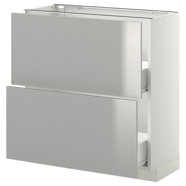 Напольный шкаф с 2 ящиками МЕТОД / ФОРВАРА, белый, Гревста нержавеющ сталь - схема-чертеж с размерами