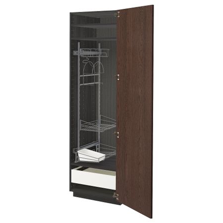 Высокий шкаф с отделением для аксессуаров для уборки, 60x60x200 cm IKEA METOD МЕТОД, MAXIMERA МАКСИМЕРА 594.058.76