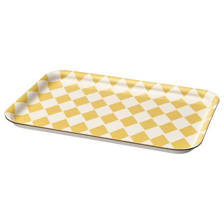 Поднос, 20x28 см, с рисунком белый/светло-желтый IKEA VÅRSIKLÖJA 605.422.31