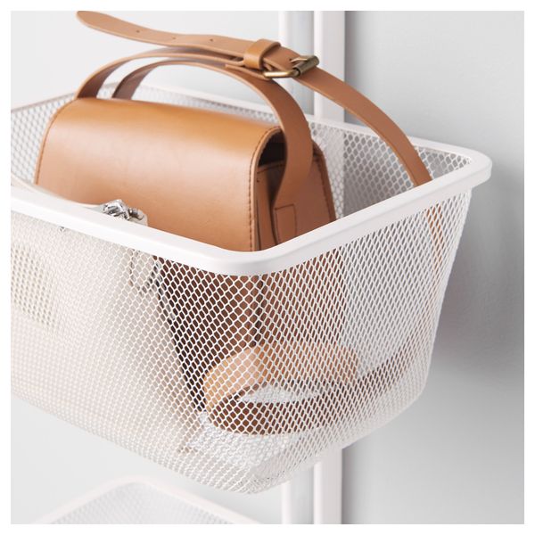 Настенная шина, зеркало, корзина АЛЬГОТ, белый (30x22x197 см) - схема-чертеж с размерами