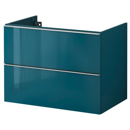 Шкаф для раковины с 2 ящиками ГОДМОРГОН, глянцевый бирюзовый