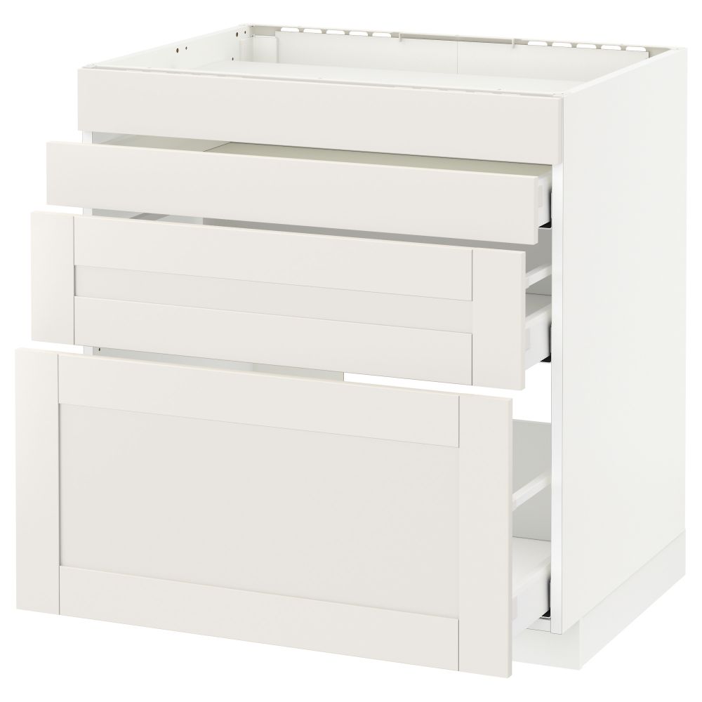 Напольный шкаф для духовки, 4фасада, 3 ящика МЕТОД / МАКСИМЕРА, белый, Сэведаль белый - схема-чертеж с размерами