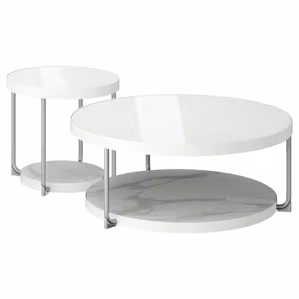 FRÖTORP Набор столиков, 2 шт. - белый хромированный/белый стекло - схема-чертеж с размерами