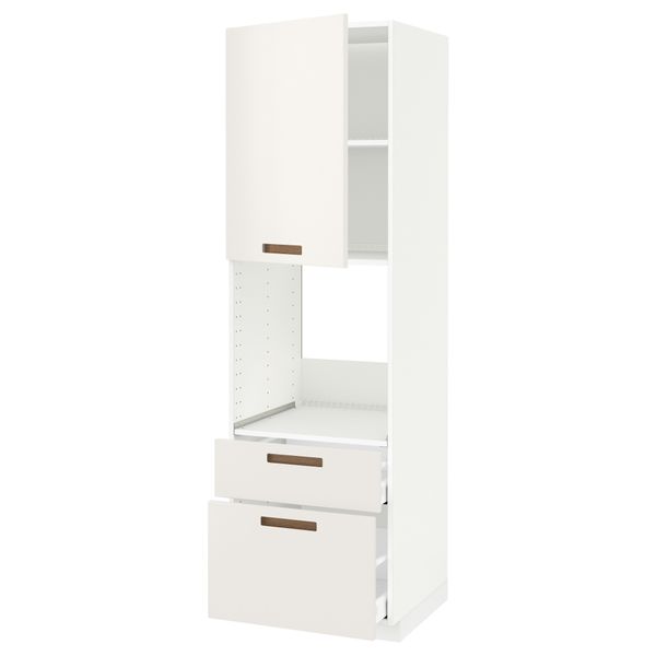 Высокий шкаф для духовки + дверь, 2 ящика МЕТОД / МАКСИМЕРА, белый, Мэрста белый - схема-чертеж с размерами