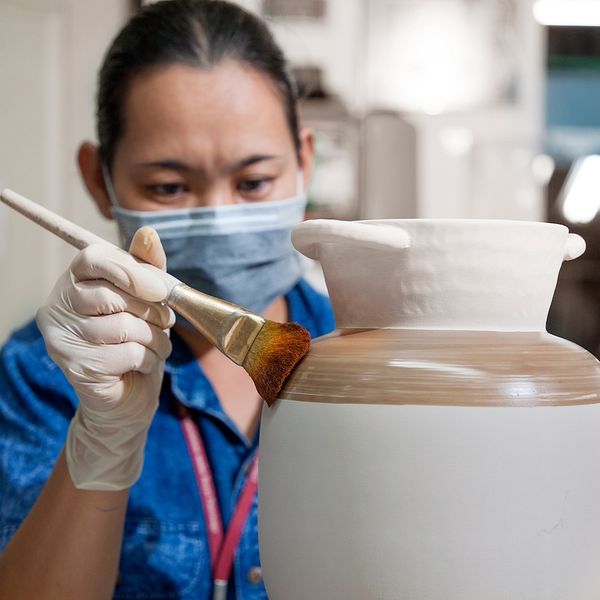 Ваза, бежевый черный/ручная работа 21 см IKEA LOKALT ЛОКАЛЬТ 904.978.97 - схема-чертеж с размерами