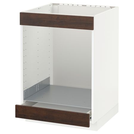 Напольный шкаф для/вароч панели+духовки/ящик МЕТОД / ФОРВАРА, белый, Эдсерум коричневый (60x60 см)