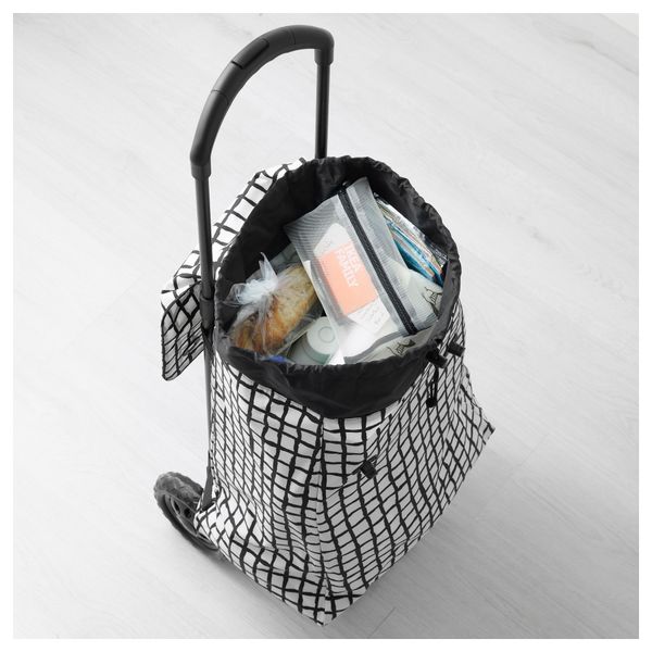 Сумка хозяйственная на колесиках КНЭЛЛА, черный, белый - схема-чертеж с размерами