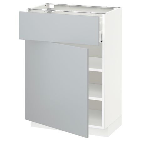 Напольный шкаф с ящиком, дверью МЕТОД / МАКСИМЕРА, белый, Веддинге серый