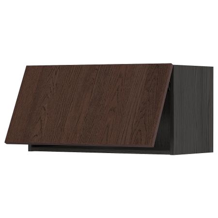 Навесной горизонтальный шкаф, черный, Sinarp коричневый, 80x40 см IKEA METOD МЕТОД 794.058.18