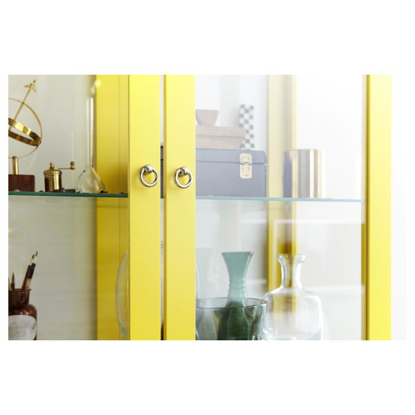 Шкаф со стеклянными дверями СТОКГОЛЬМ, желтый (90x180 см) - фото 2