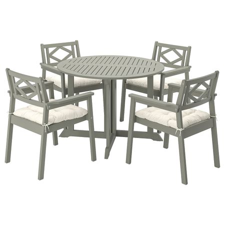 Стол + 4 кресла, для/сада, серый морилка/Куддарна бежевый IKEA BONDHOLMEN БОНДХОЛЬМЕН 093.305.67