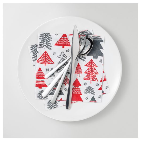 Салфетка бумажная ВИНТЕР 2017, белый серый, красный (33x33 см) - фото 2