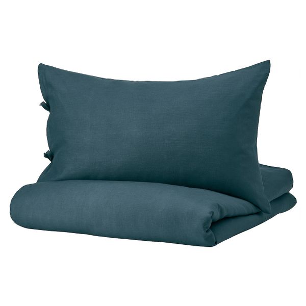 Пододеяльник и наволочка, темно-синий 150x200/50x70 см IKEA PUDERVIVA ПУДЕРВИВА 504.671.85 - фото 1