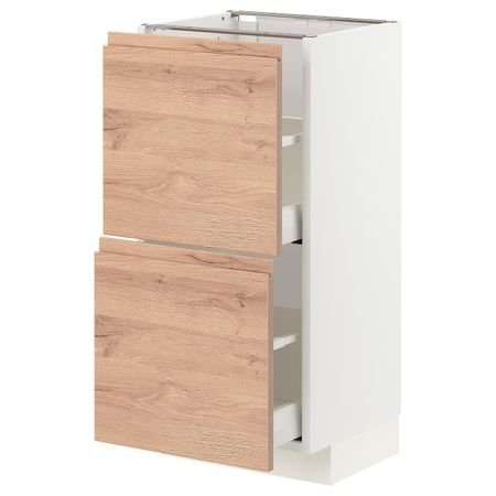 Напольный шкаф с 2 ящиками, белый/Воксторп под дуб 40x37 см IKEA METOD МЕТОД / MAXIMERA МАКСИМЕРА 494.142.92