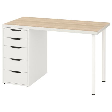 Стол, белый под беленый дуб/белый 120x60 см IKEA LINNMON ЛИННМОН / ALEX АЛЕКС 692.791.51