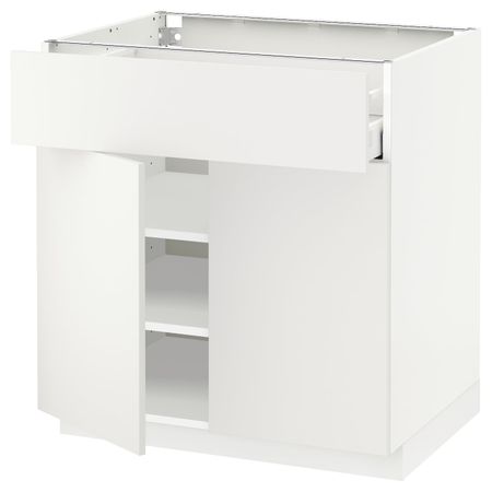 Напольный шкаф + ящик/2дверцы, белый/Хэггеби белый 80x60 см IKEA METOD МЕТОД / MAXIMERA МАКСИМЕРА 192.314.06