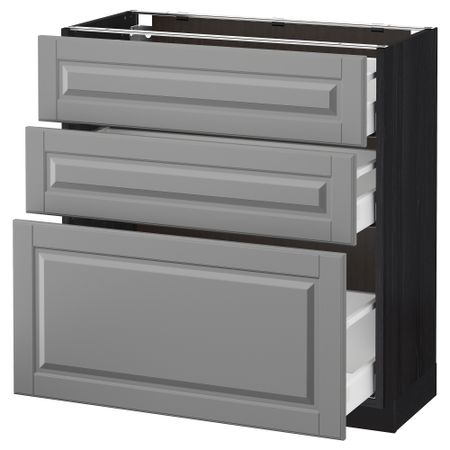 Напольный шкаф с 3 ящиками МЕТОД / МАКСИМЕРА, черный, Будбин серый