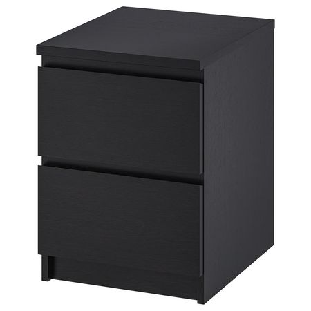 MALM Комод с 2 ящиками - черно-коричневый 40x55 см
