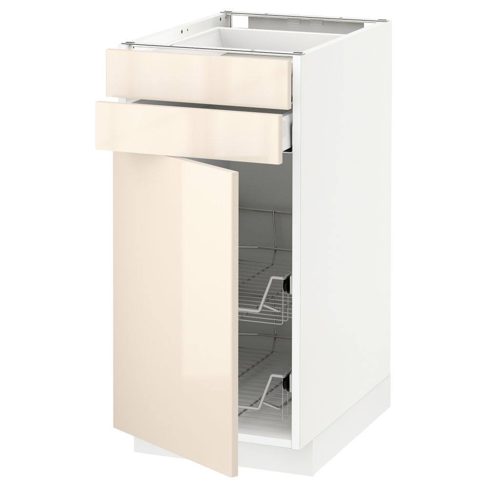 Напольный шкаф, дверца, 2 ящика, проволочных корзин МЕТОД / МАКСИМЕРА, белый, Рингульт кремовый - схема-чертеж с размерами