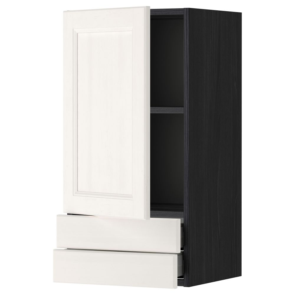 Навесной шкаф с дверцей, 2 ящика МЕТОД / МАКСИМЕРА, черный, Лаксарби белый - фото 1