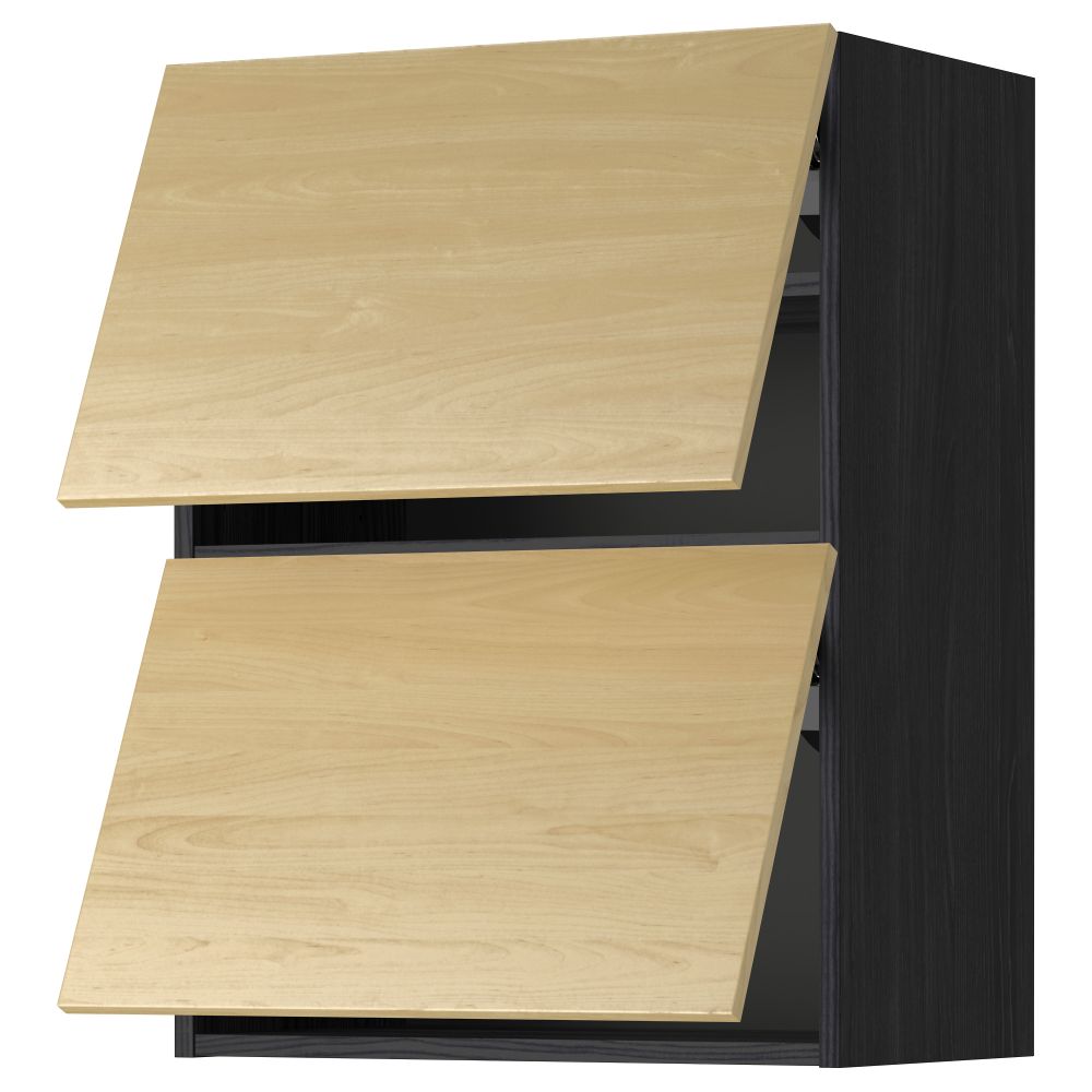 Навесной шкаф, 2 дверцы, горизонтальный МЕТОД, черный, Тингсрид береза - схема-чертеж с размерами