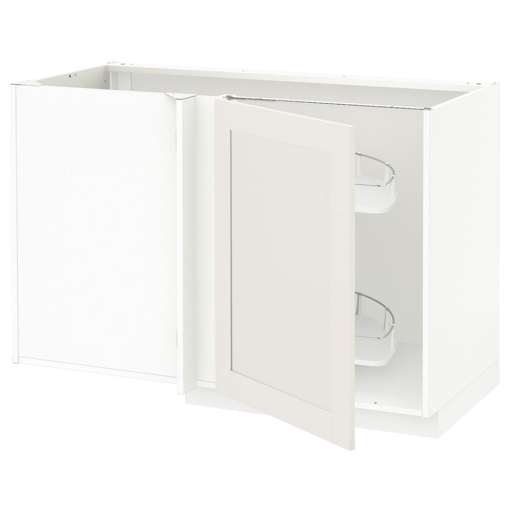 Угловой напольный шкаф с выдвижной секц, белый/Сэведаль белый 128x68 см IKEA METOD МЕТОД 292.232.36 - фото 1