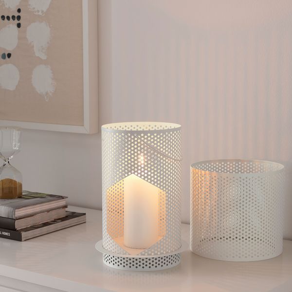 Фонарь для формовой свечи, белый 26 см IKEA BEHÄRSKA БЕГЕРСКА 904.259.52 - фото 3