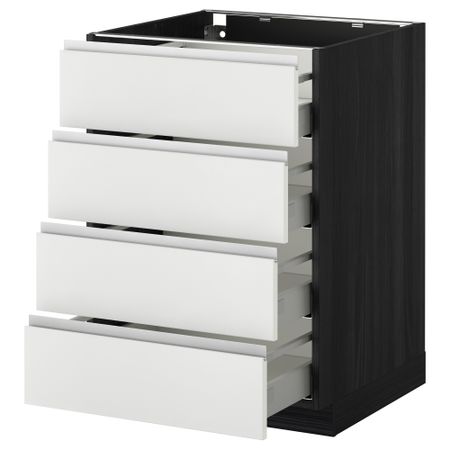 Напольный шкаф 4 фронтальных панели, 4 ящика МЕТОД / МАКСИМЕРА, черный, Нодста белый