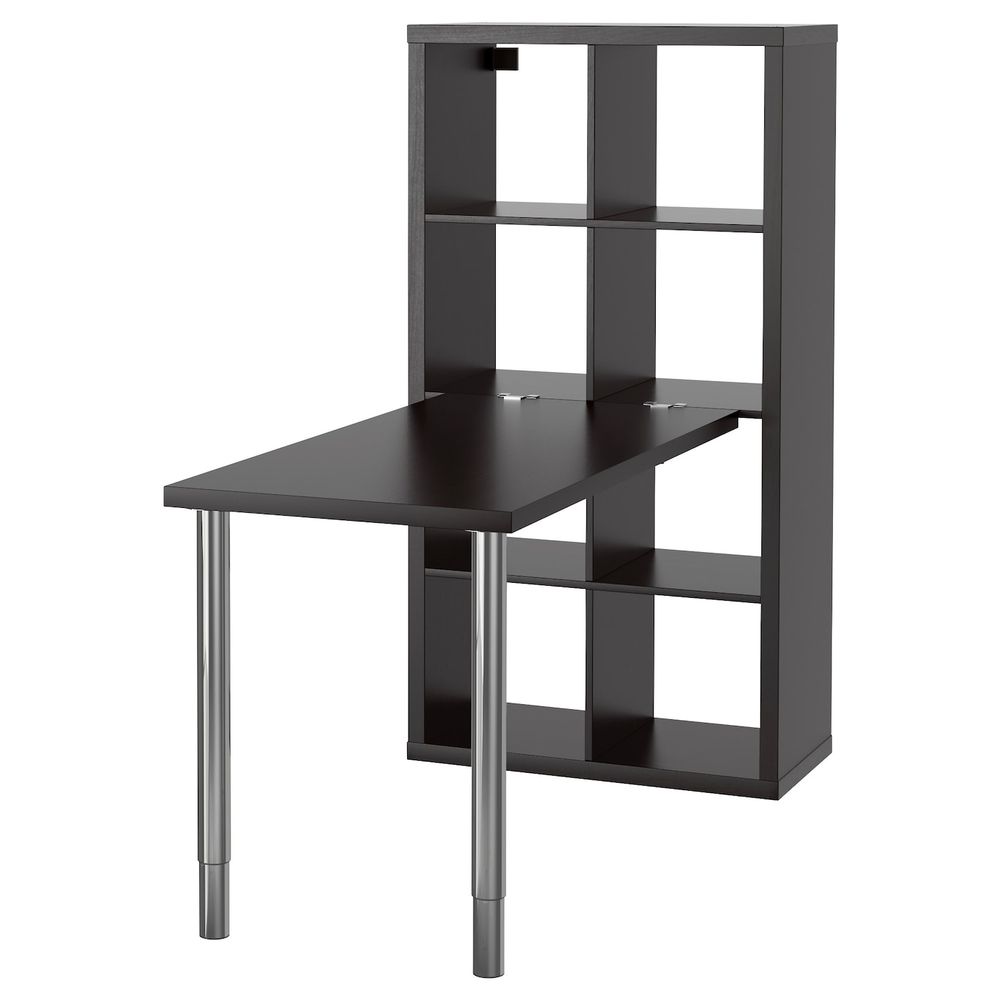 Стол, комбинация, черно-коричневый/хромированный 77x147x159 см IKEA KALLAX КАЛЛАКС 592.281.24 - фото 1