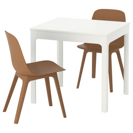 Стол и 2 стула ЭКЕДАЛЕН / ОДГЕР, белый, коричневый (80/120 см)