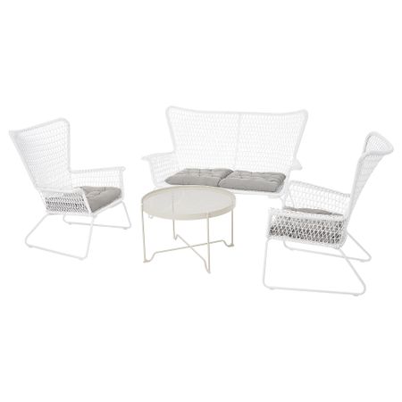 4-местный комплект садовой мебели, белый, Kuddarna серый IKEA HÖGSTEN ХЭГСТЕН 594.282.36