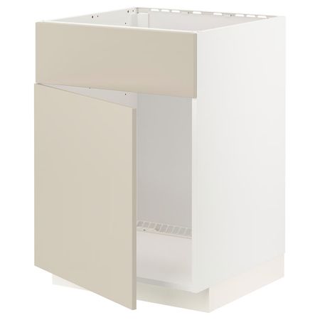 METOD Шкаф под мойку/дверь/фасад - белый/Havstorp бежевый 60x60 см