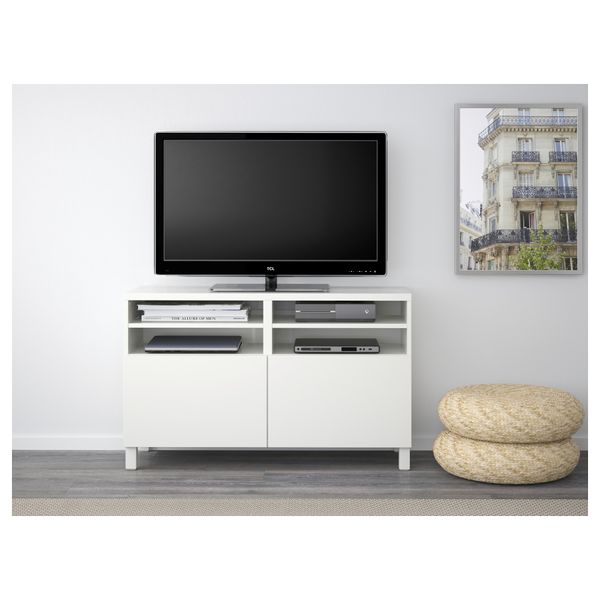 Тумба под ТВ, с дверцами БЕСТО, Лаппвикен белый (120x40x74 см) - фото 2