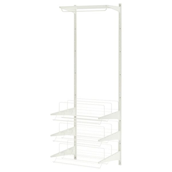 Настенная шина, штанга, модуль для/обуви, белый 65x60x196 см IKEA АЛЬГОТ 692.303.10 - схема-чертеж с размерами