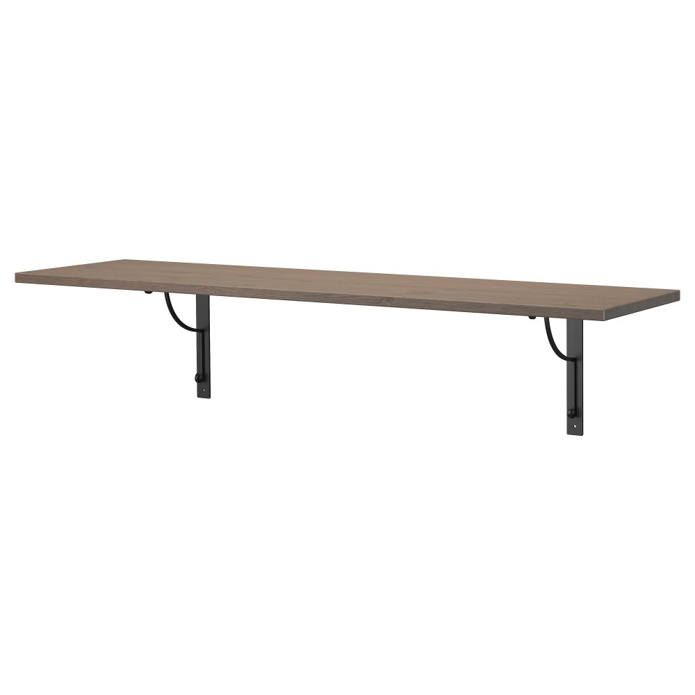 Полка навесная ЭКБИ ХЕМНЭС / ЭКБИ ХОЛЬ, серо-коричневый, черный (119x28 см) - схема-чертеж с размерами